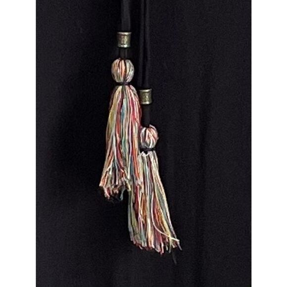 Kate & Sam Boho Dress Embroidered Tassels 3/4 Bell Sleeves Black Sz M Hippie - Picture 4 of 11